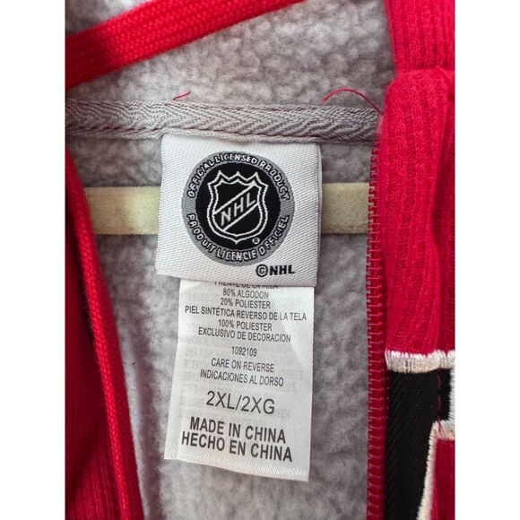 New Jersey Devils Red Fleece-Lined Zip Hoodie – Unisex Size 2XL - Picture 2 of 4